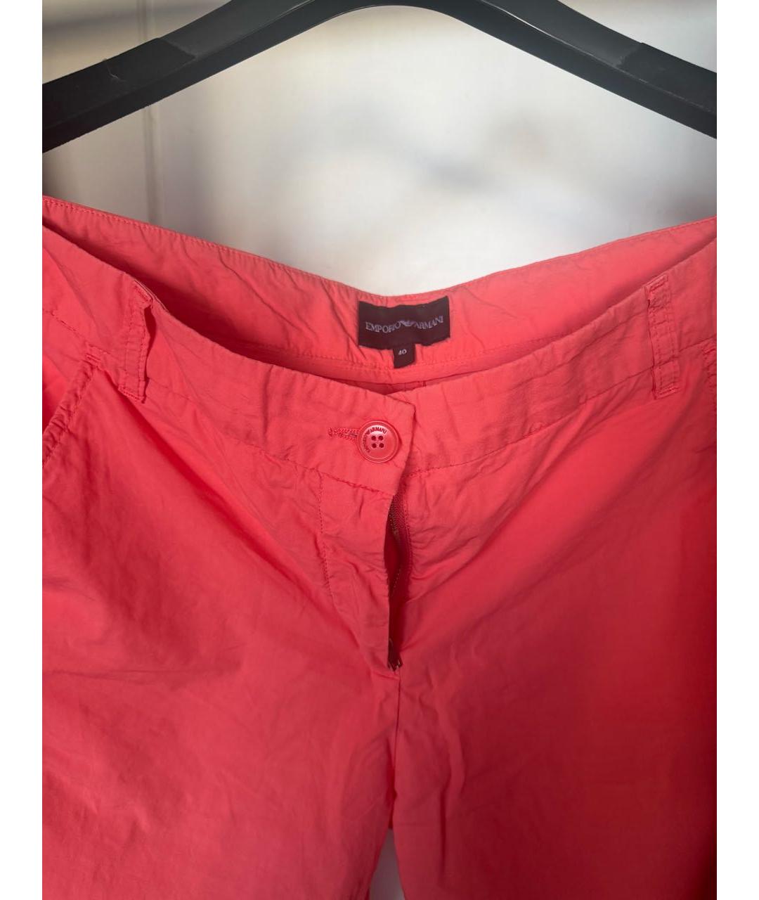EMPORIO ARMANI Коралловые хлопко-эластановые брюки узкие, фото 3