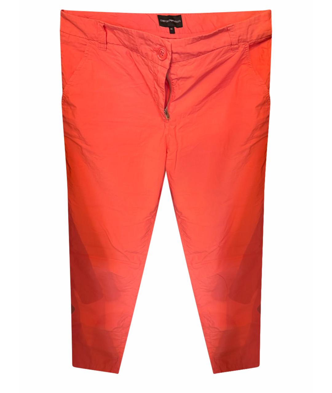EMPORIO ARMANI Коралловые хлопко-эластановые брюки узкие, фото 1