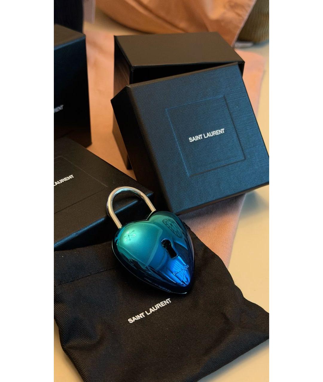 SAINT LAURENT Голубой брелок, фото 4