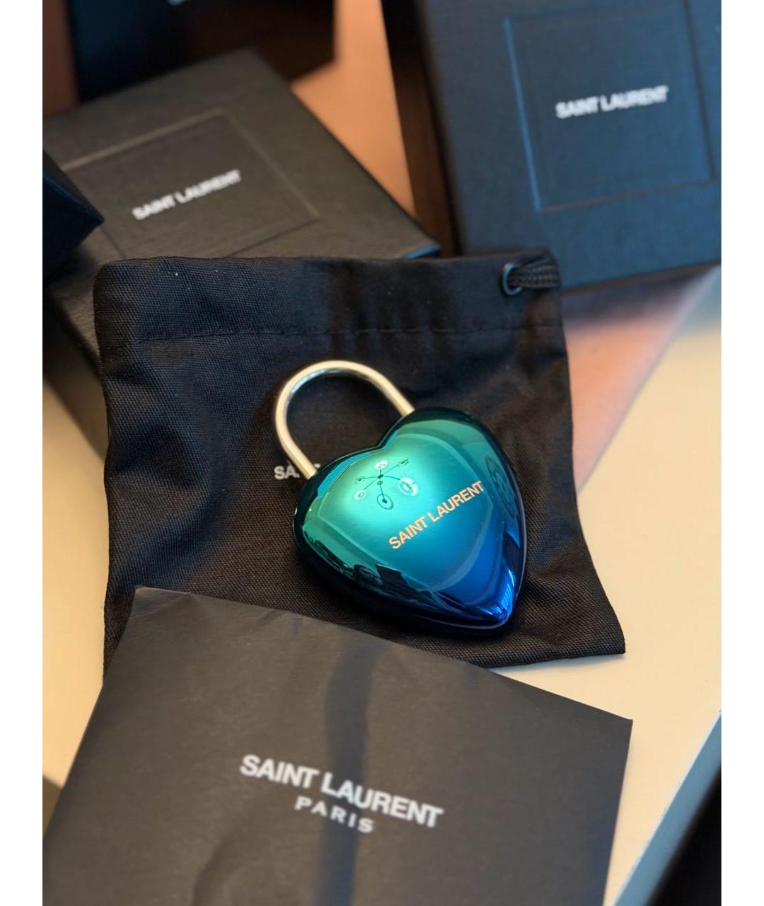 SAINT LAURENT Голубой брелок, фото 3