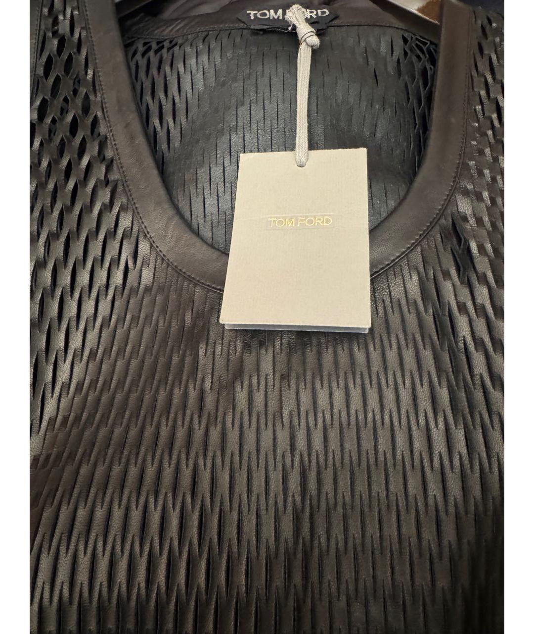 TOM FORD Черная кожаная майка, фото 4