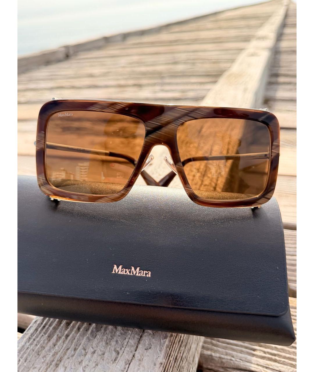 MAX MARA Коричневые пластиковые солнцезащитные очки, фото 9