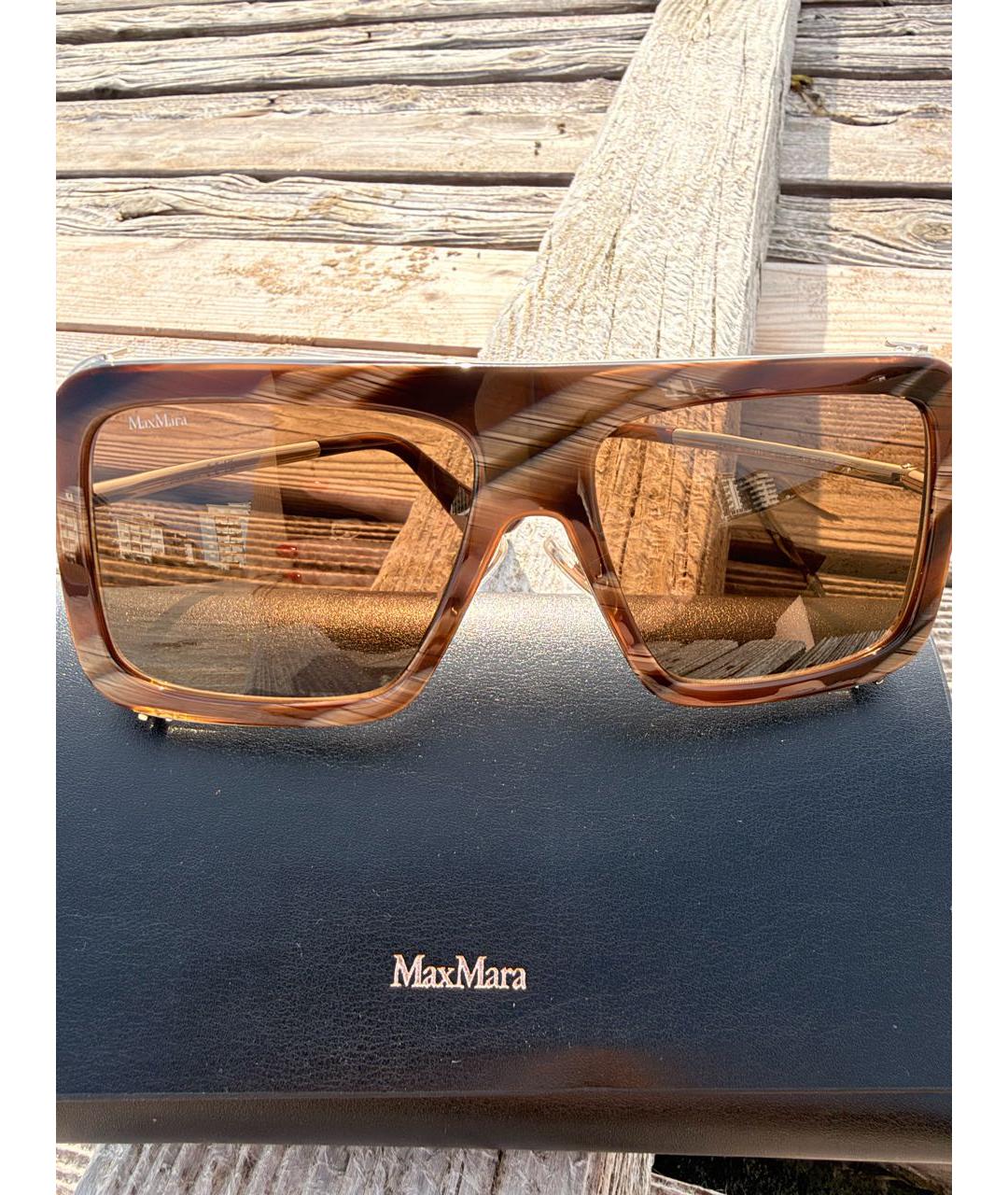 MAX MARA Коричневые пластиковые солнцезащитные очки, фото 2
