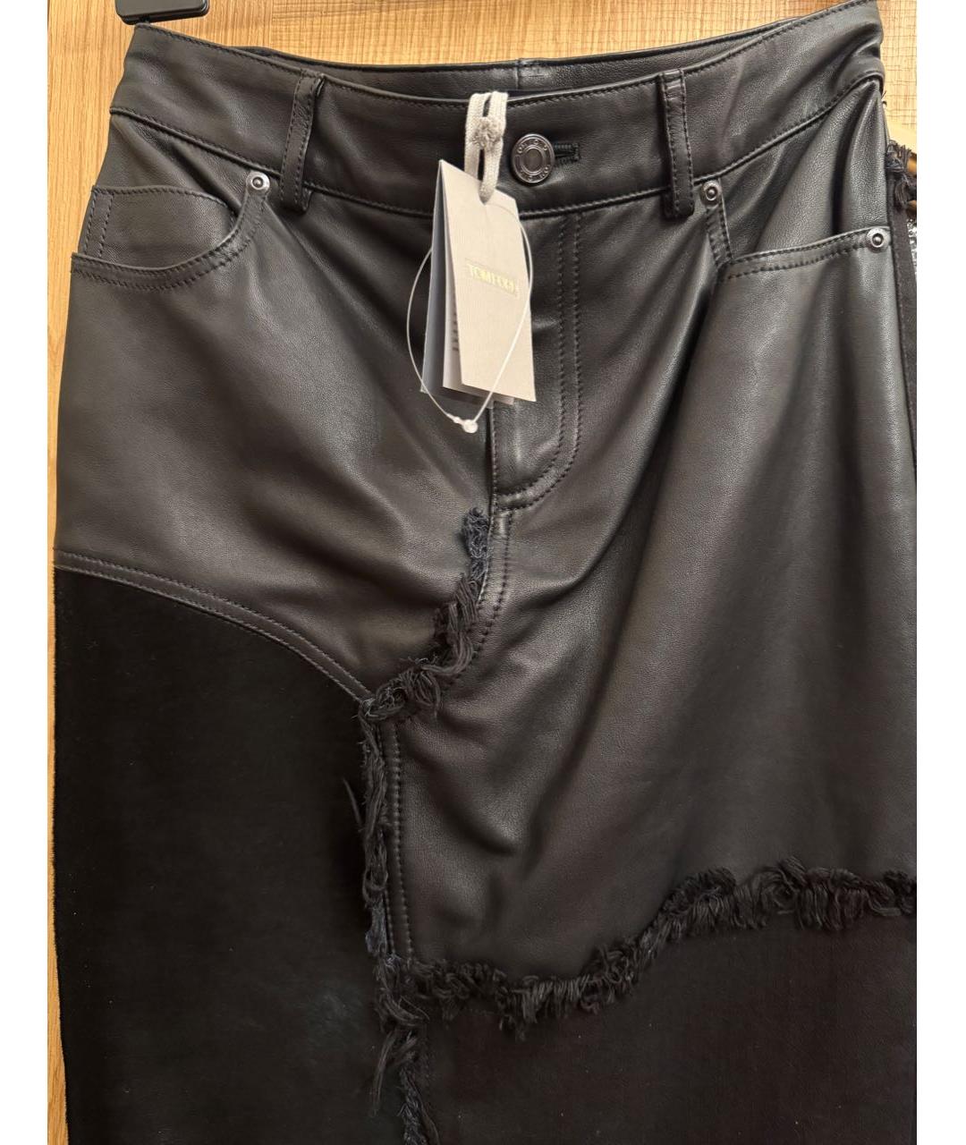 TOM FORD Черная кожаная юбка макси, фото 4