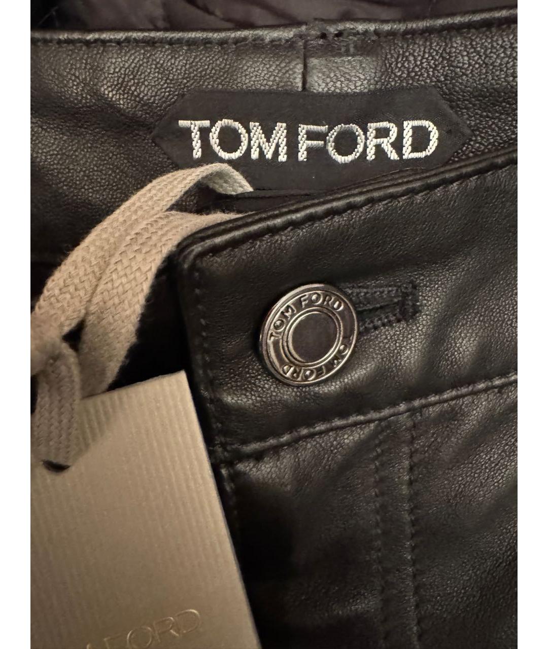 TOM FORD Черная кожаная юбка макси, фото 3