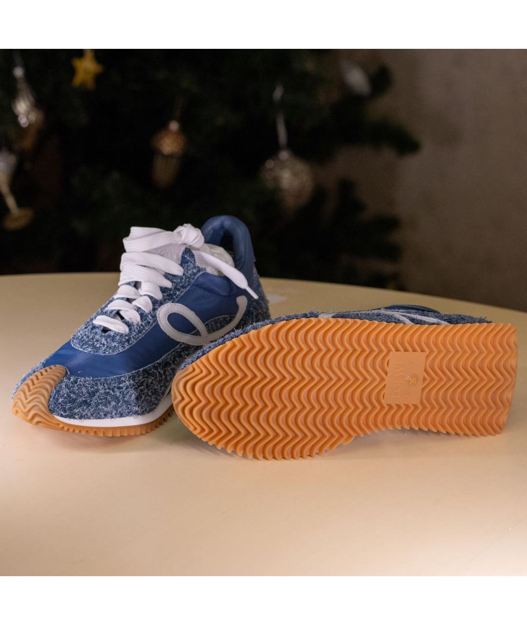 LOEWE Синие замшевые кроссовки, фото 5