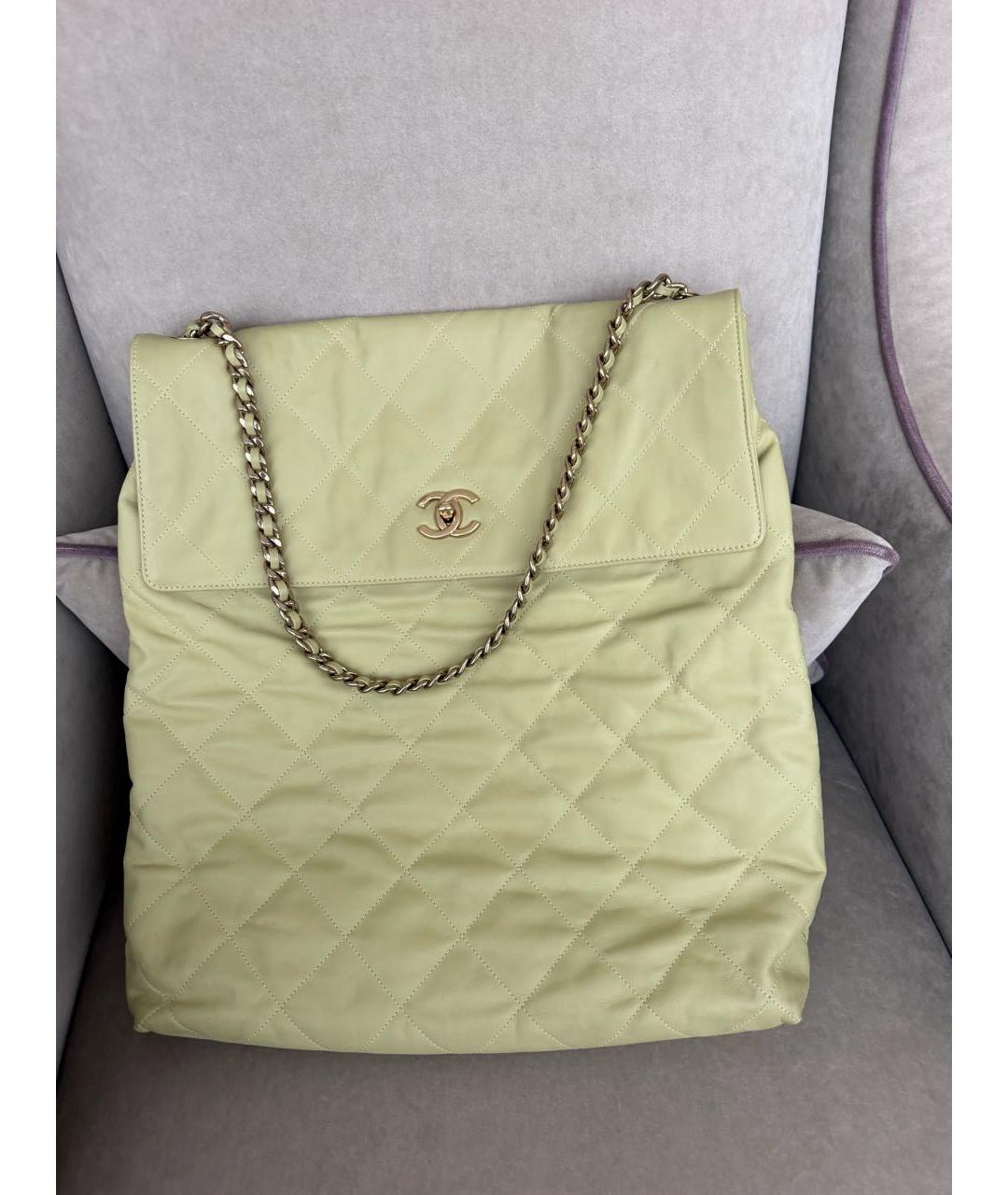 CHANEL Горчичная кожаная сумка тоут, фото 5