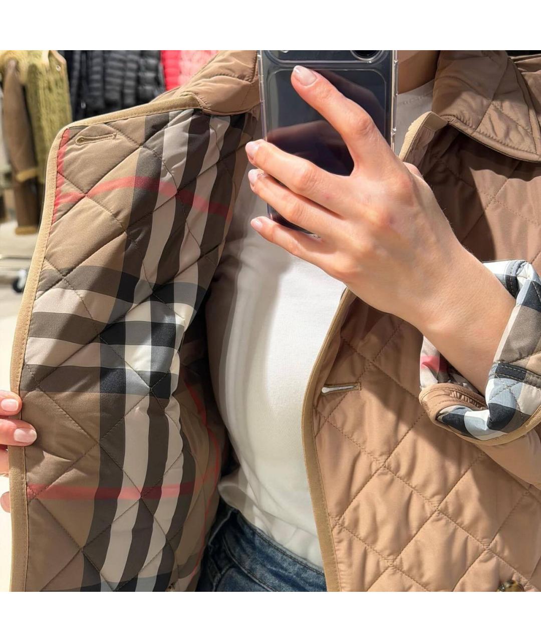 BURBERRY Бежевая полиэстеровая куртка, фото 3