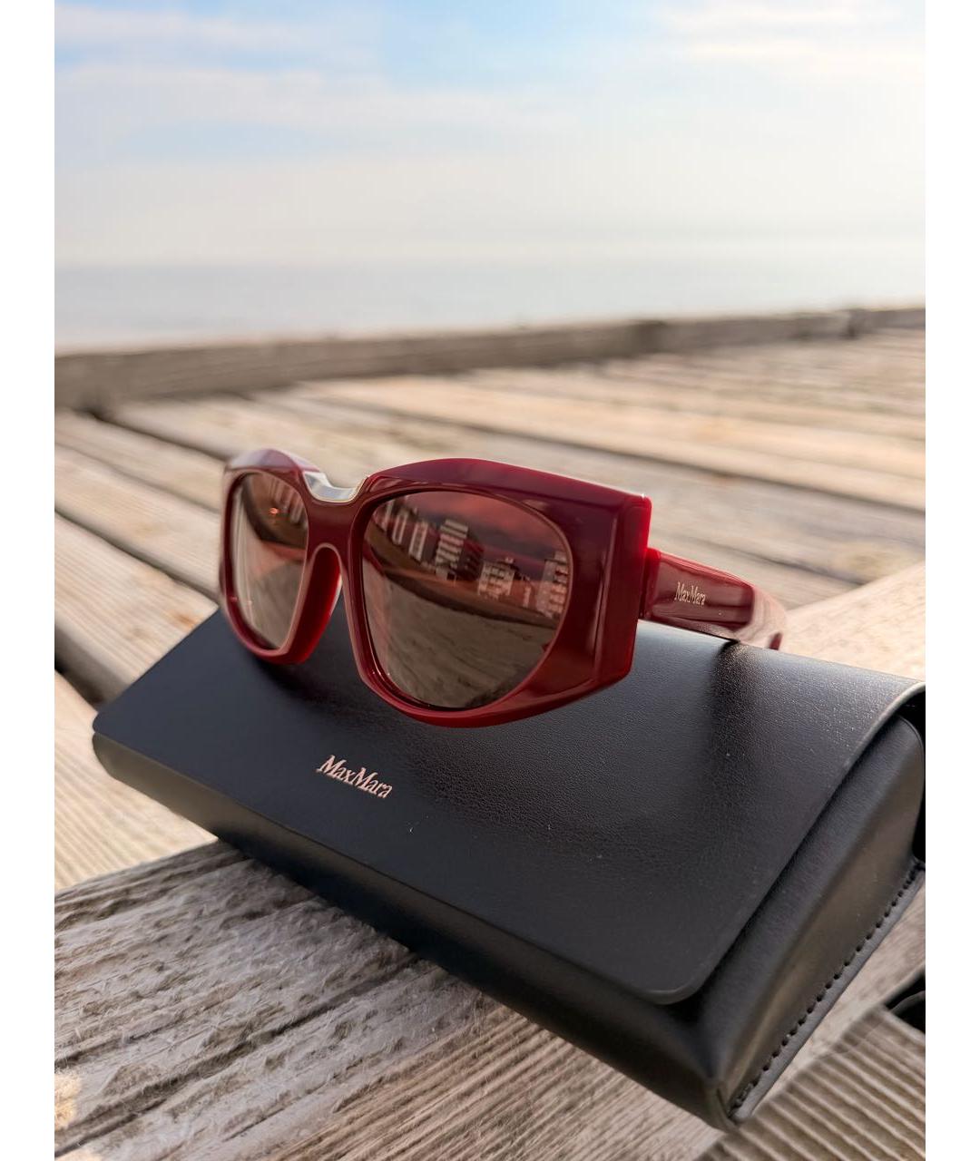 MAX MARA Бордовые пластиковые солнцезащитные очки, фото 2