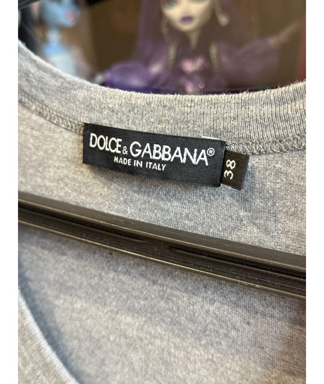 DOLCE&GABBANA Серая хлопковая майка, фото 3