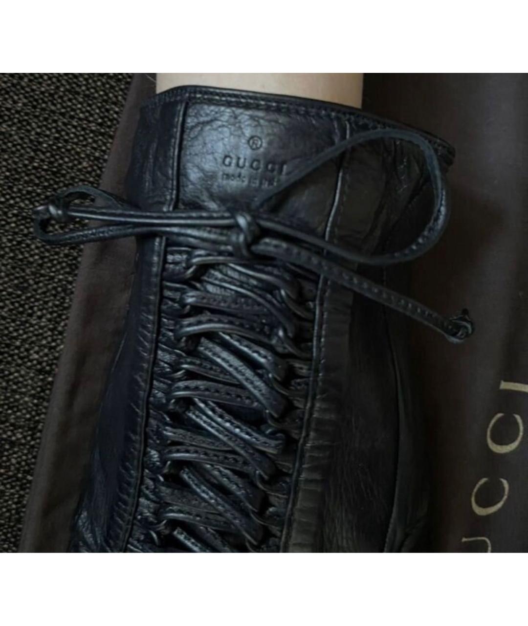 GUCCI Черные кожаные перчатки, фото 3