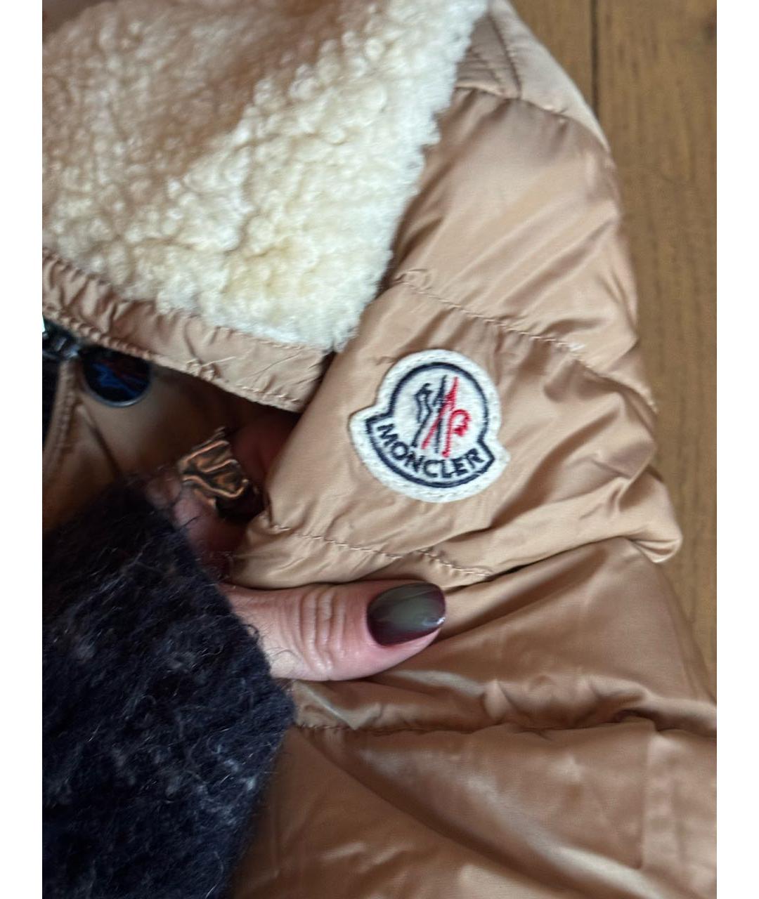 MONCLER Бежевая полиамидовая куртка, фото 4