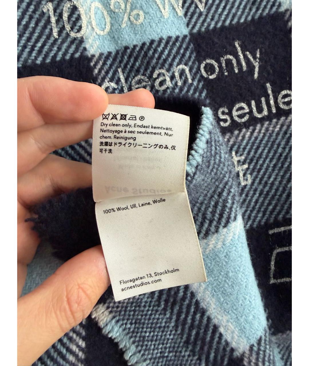 ACNE STUDIOS Голубой шерстяной шарф, фото 6