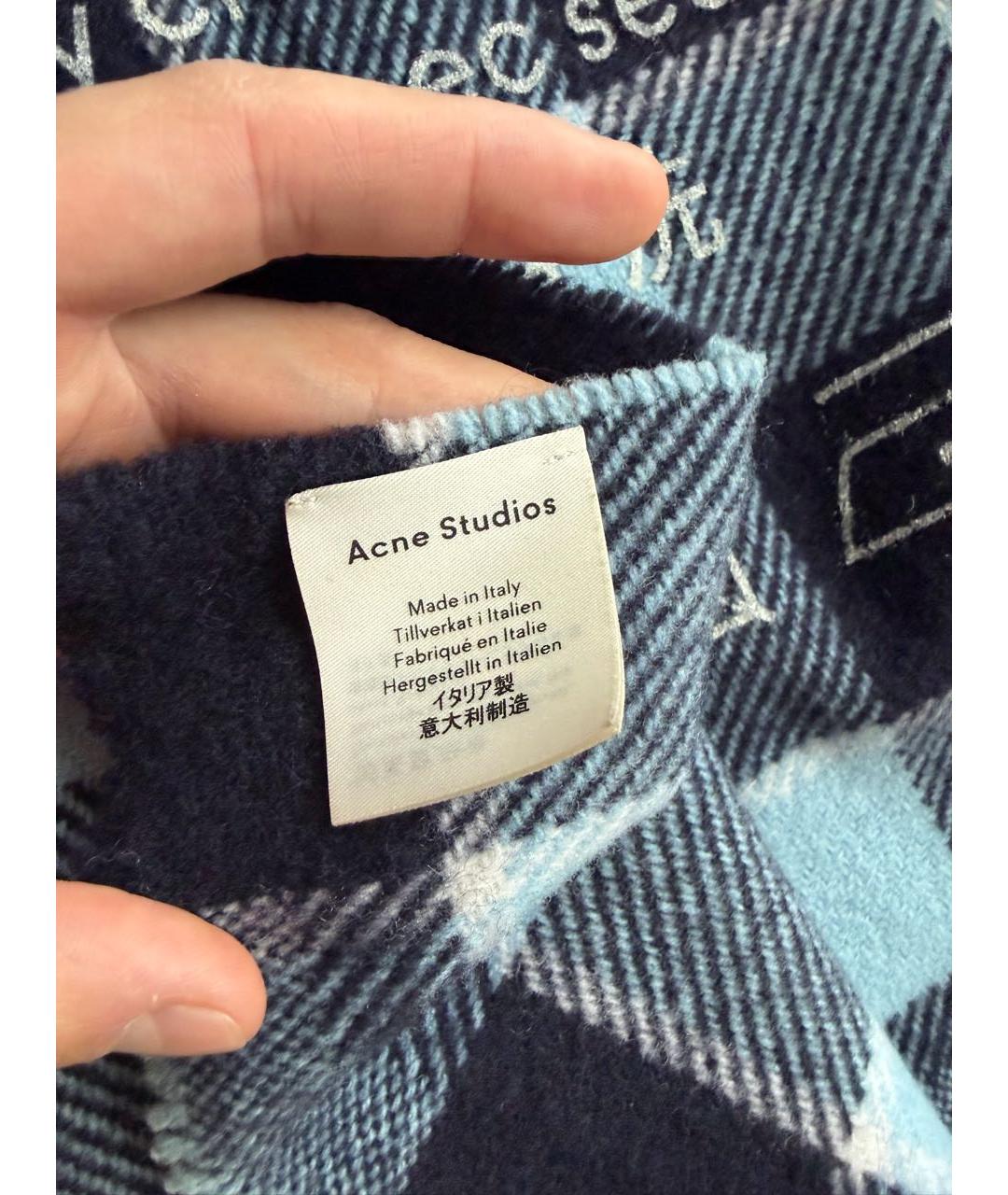 ACNE STUDIOS Голубой шерстяной шарф, фото 5