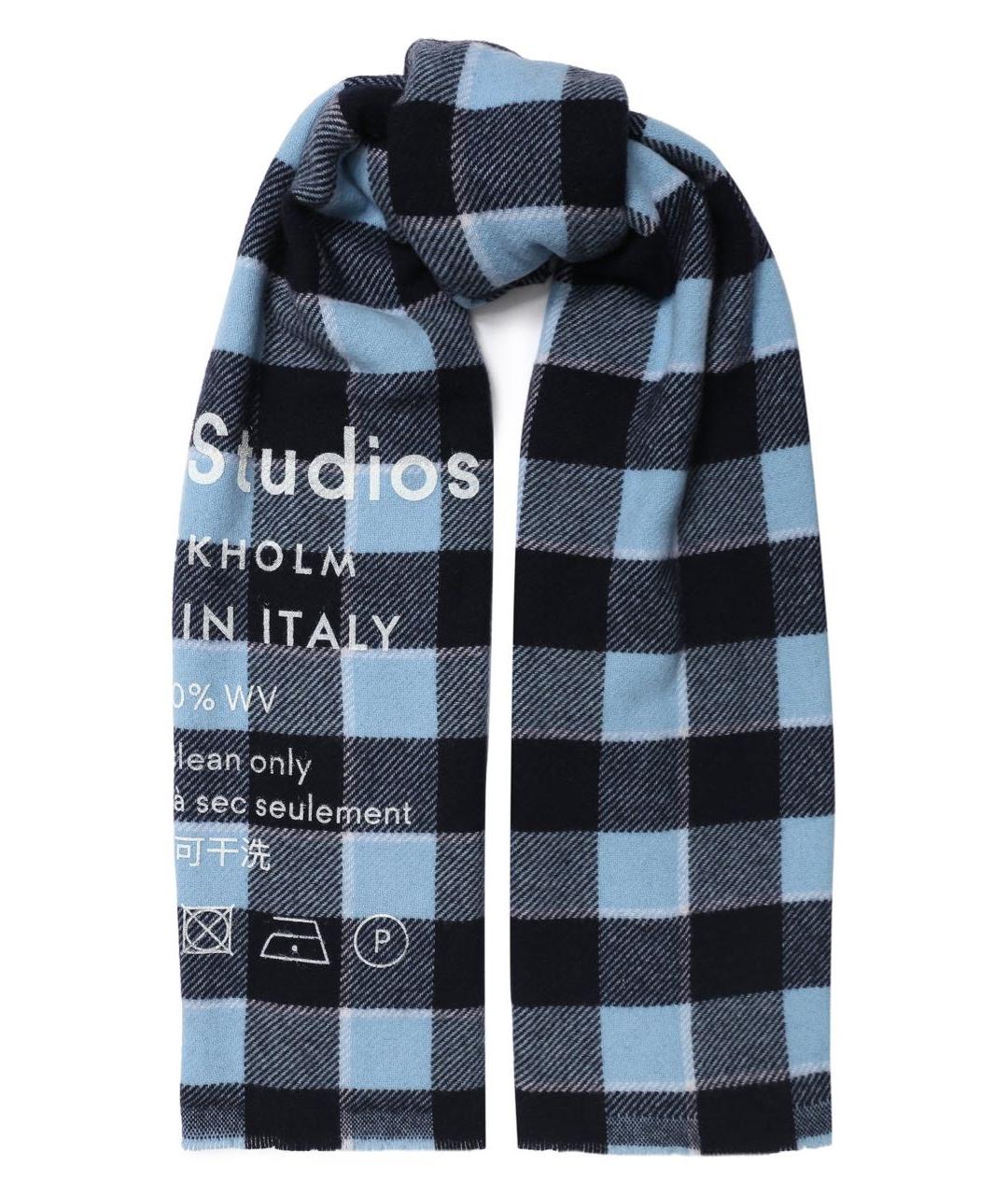 ACNE STUDIOS Голубой шерстяной шарф, фото 8