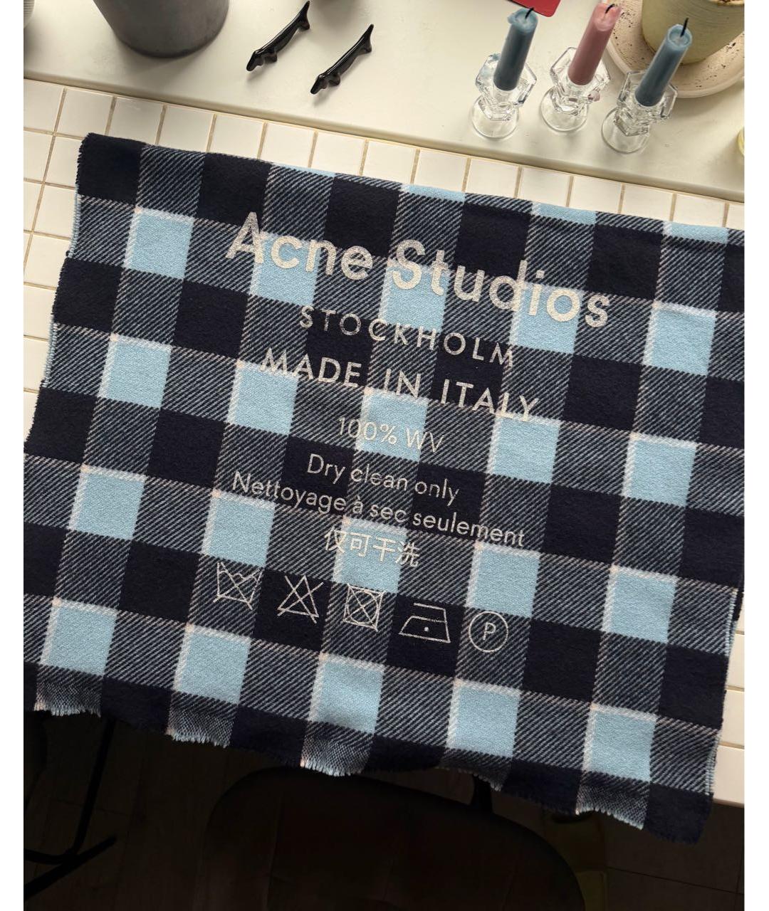 ACNE STUDIOS Голубой шерстяной шарф, фото 2