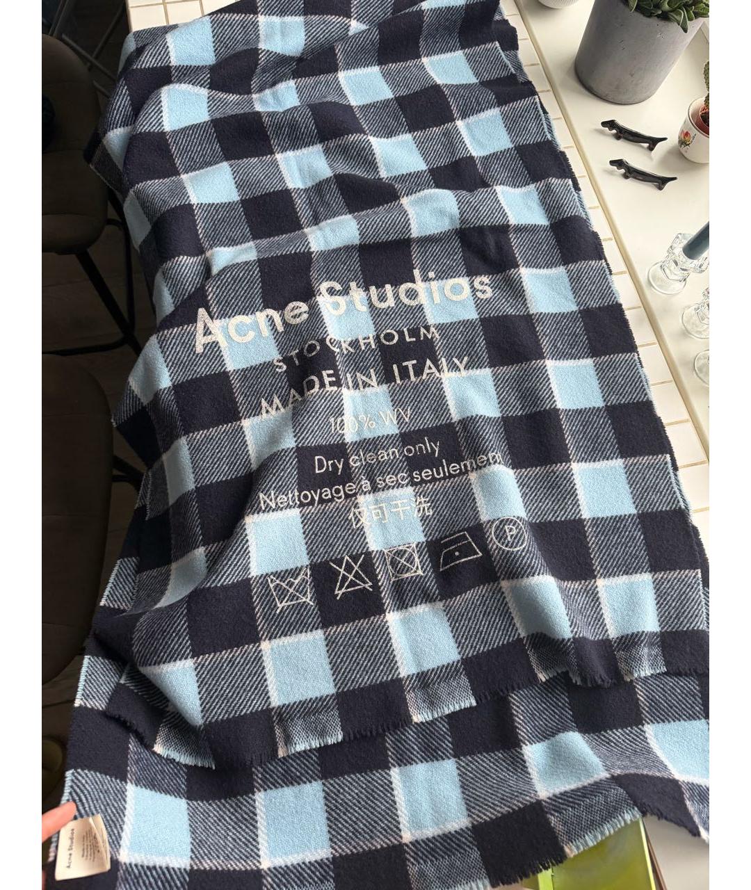 ACNE STUDIOS Голубой шерстяной шарф, фото 3