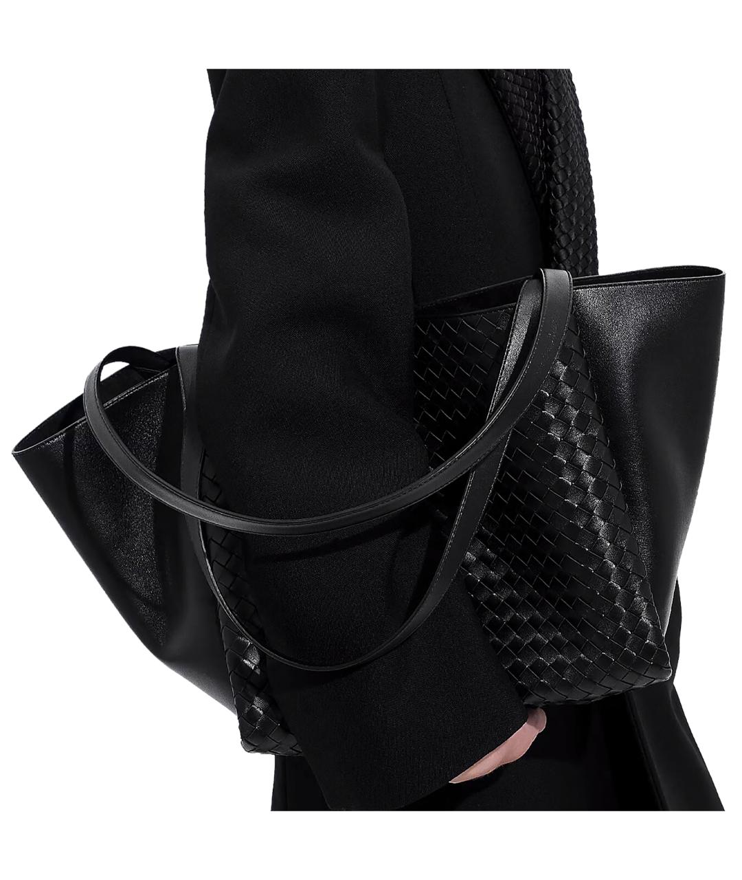 BOTTEGA VENETA Черная кожаная сумка через плечо, фото 4