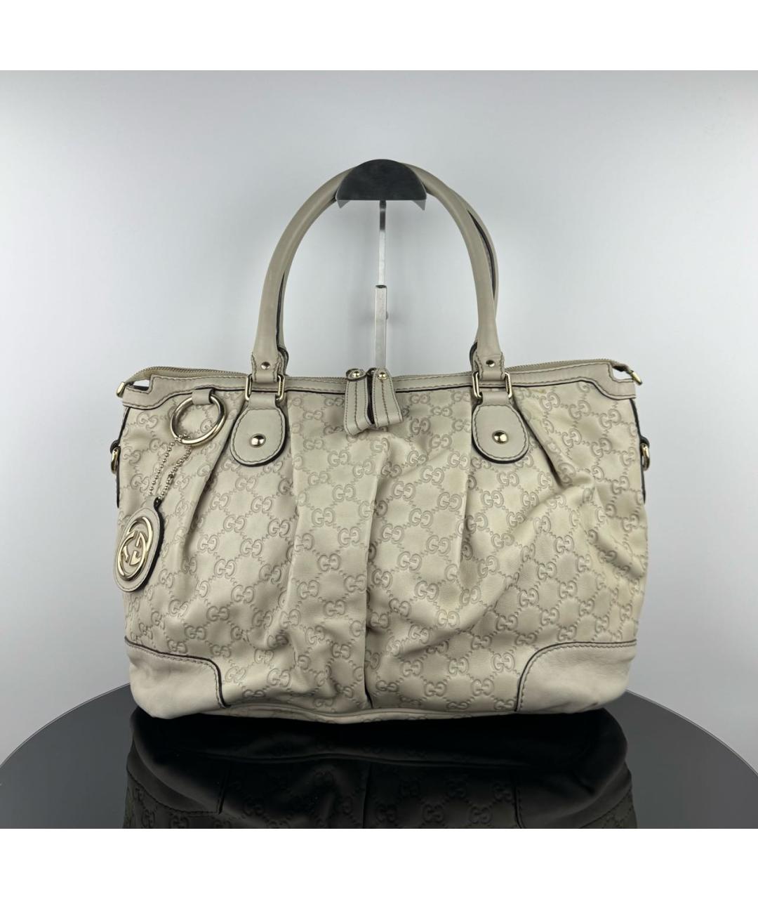 GUCCI Белая кожаная сумка с короткими ручками, фото 5
