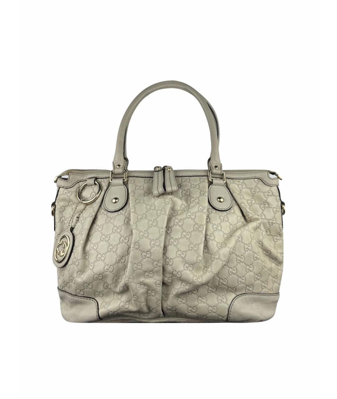 GUCCI Белая кожаная сумка с короткими ручками, фото 1