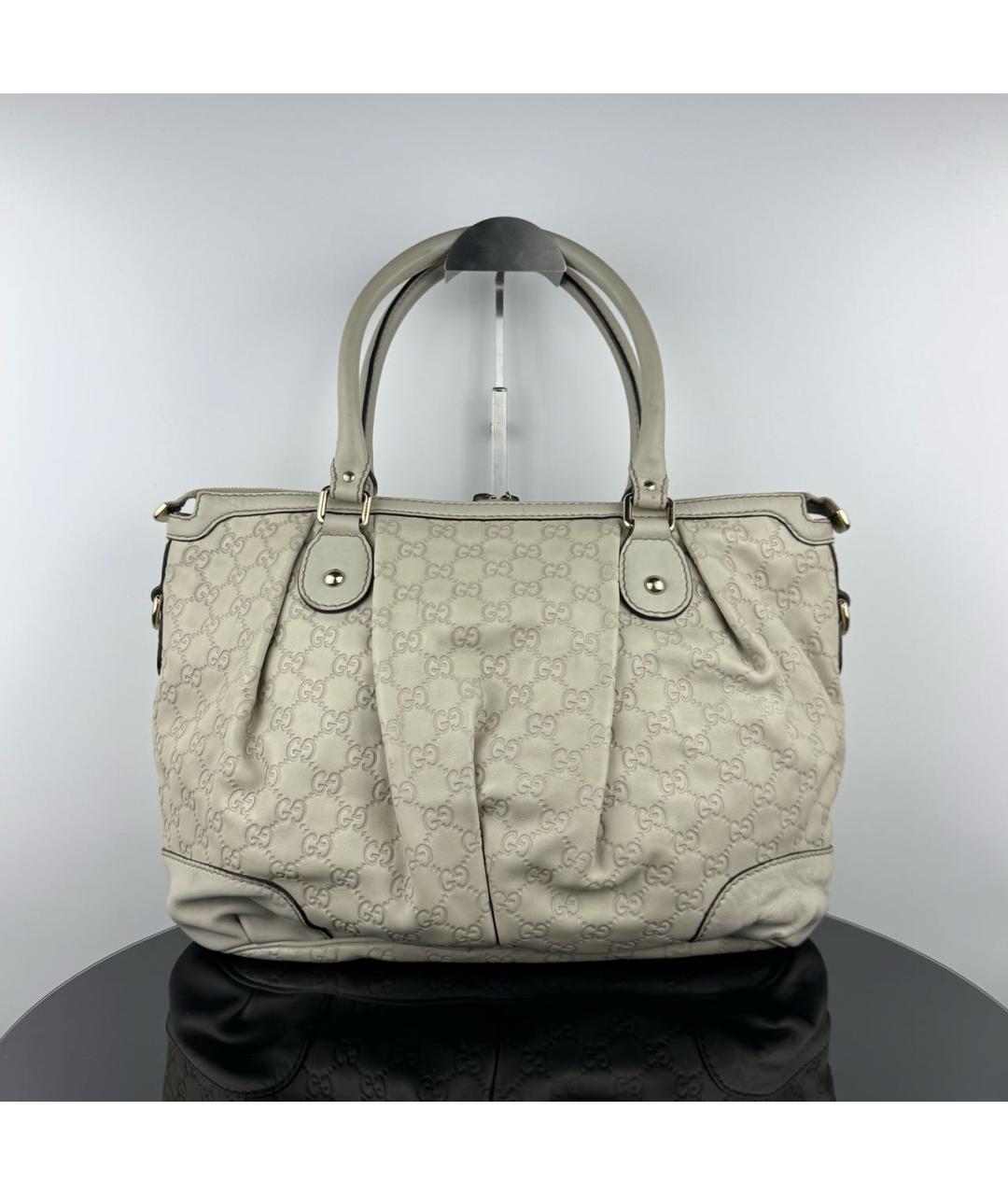 GUCCI Белая кожаная сумка с короткими ручками, фото 2