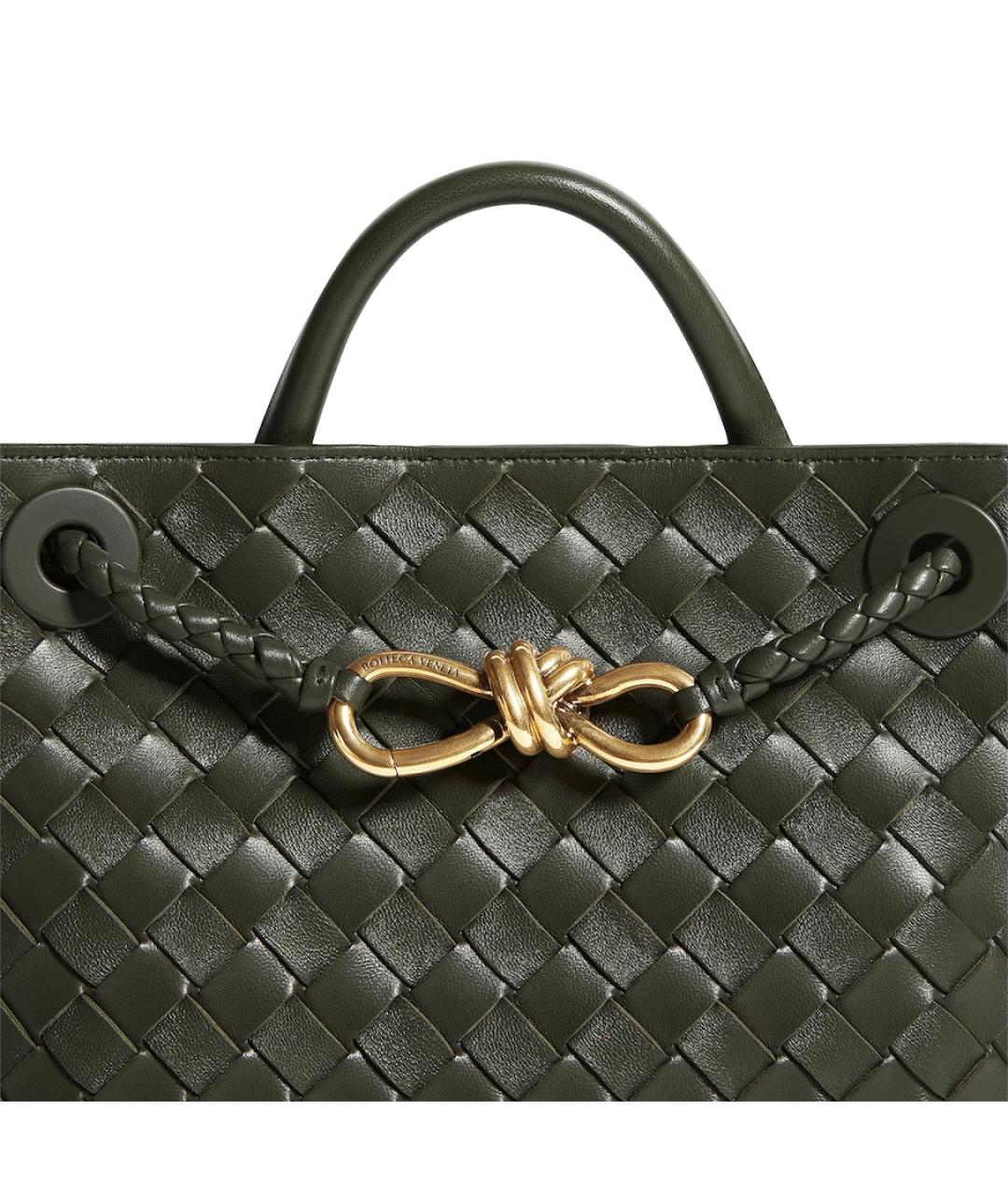 BOTTEGA VENETA Зеленая кожаная сумка тоут, фото 5