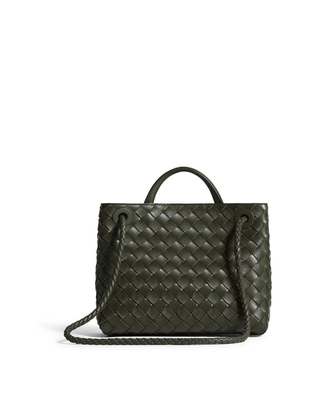BOTTEGA VENETA Зеленая кожаная сумка тоут, фото 3