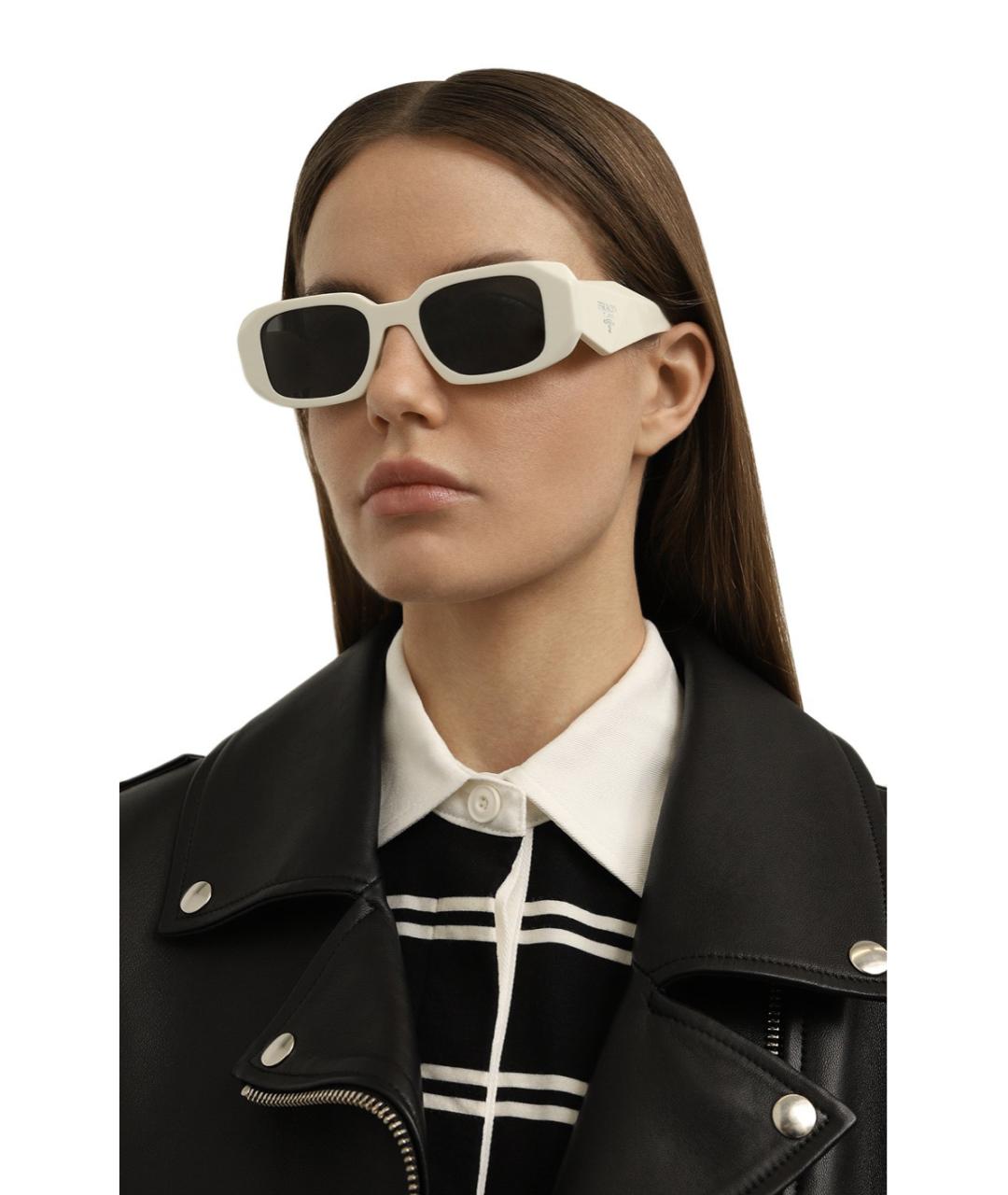 PRADA Бежевые пластиковые солнцезащитные очки, фото 2