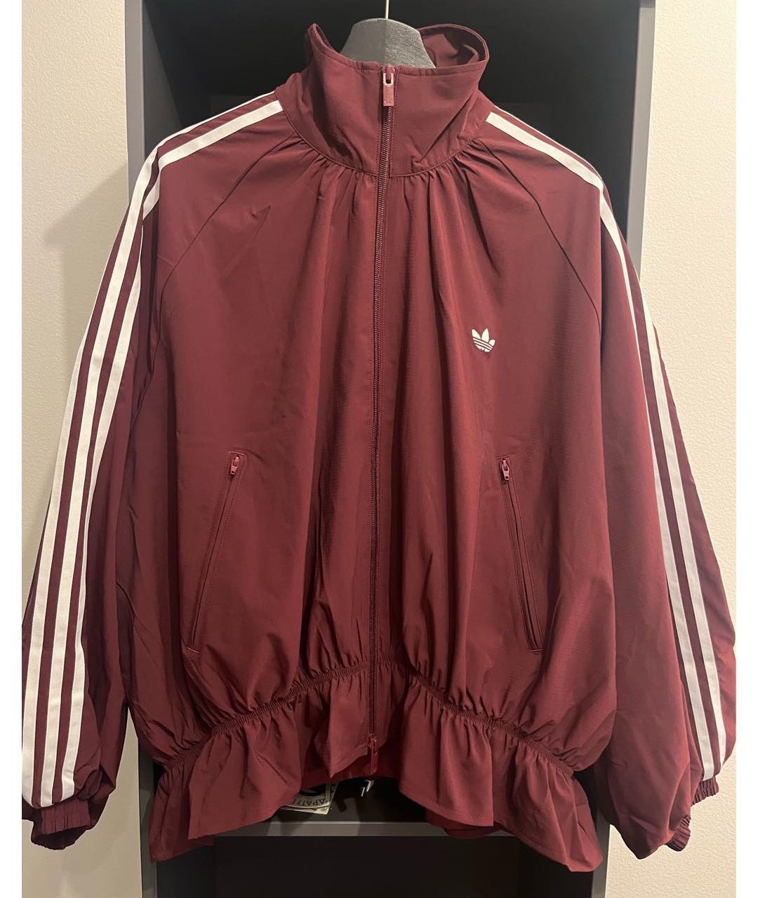 ADIDAS Бордовая полиэстеровая куртка, фото 4