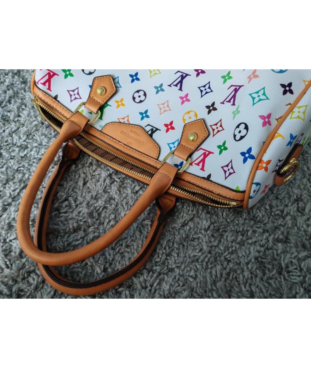 LOUIS VUITTON Белая кожаная дорожная/спортивная сумка, фото 4