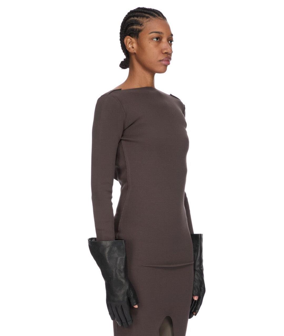 RICK OWENS Черные кожаные перчатки, фото 5