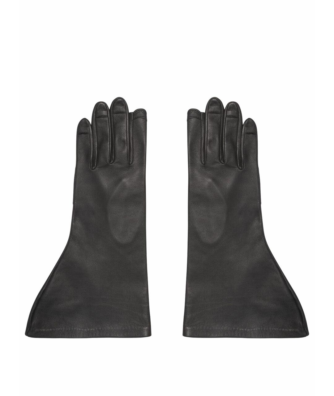 RICK OWENS Черные кожаные перчатки, фото 1