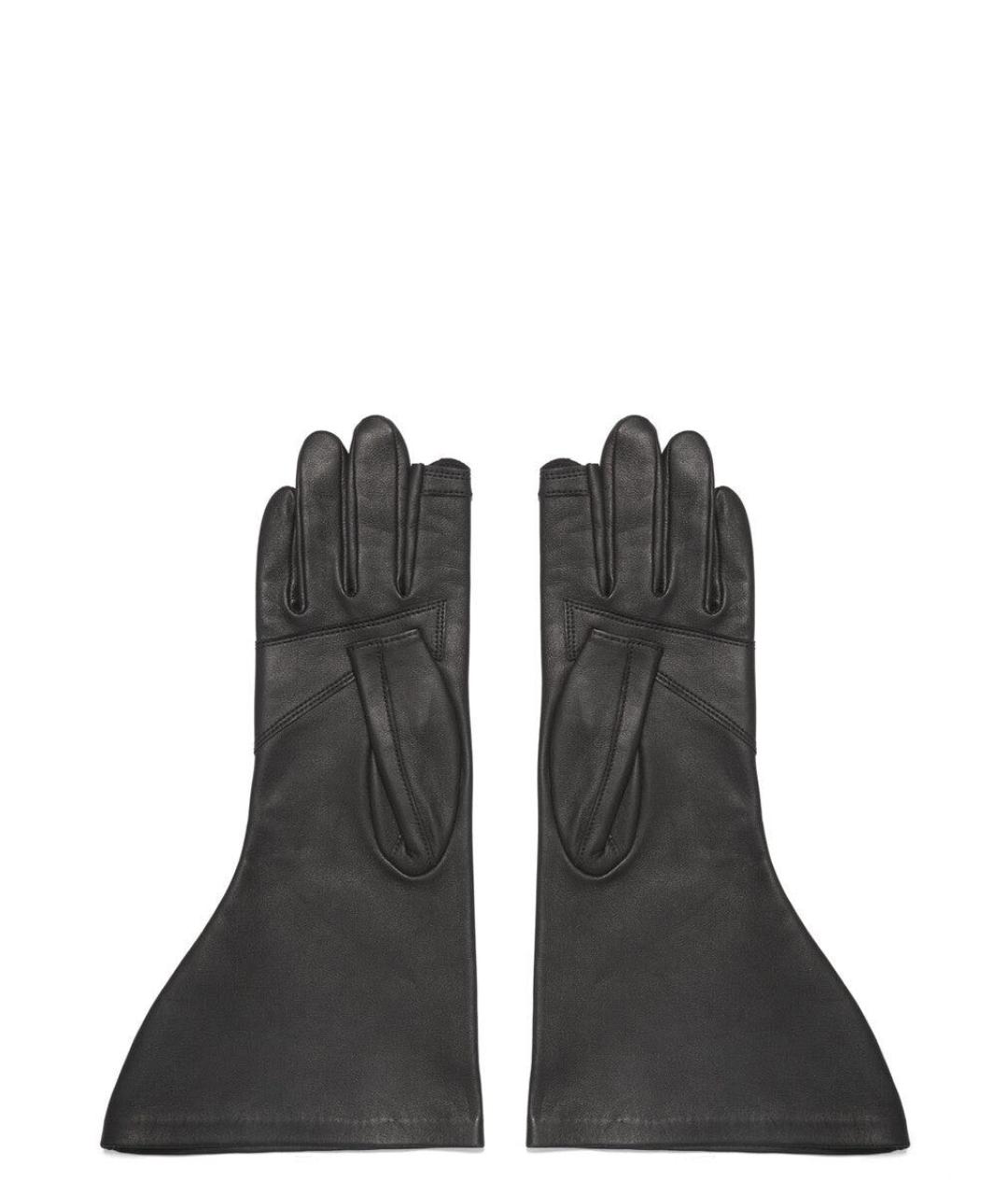 RICK OWENS Черные кожаные перчатки, фото 2