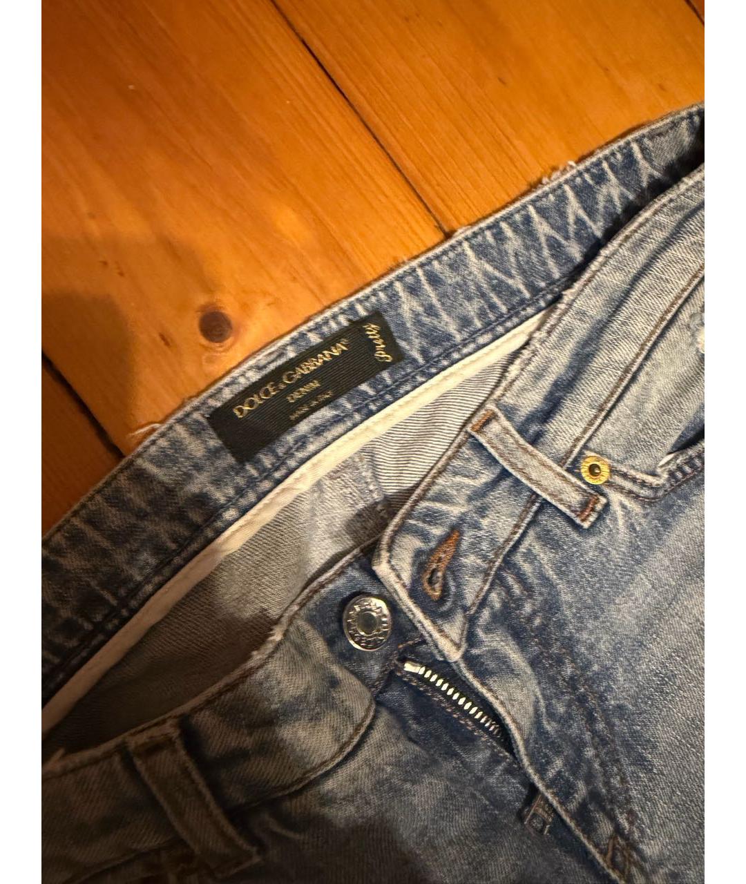 DOLCE&GABBANA Голубые хлопковые прямые джинсы, фото 3