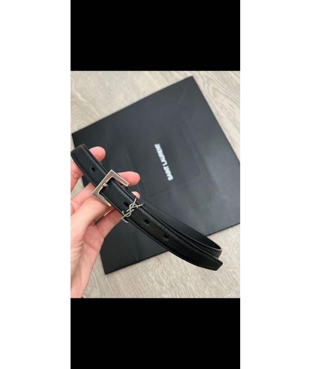 SAINT LAURENT Черный кожаный ремень, фото 8