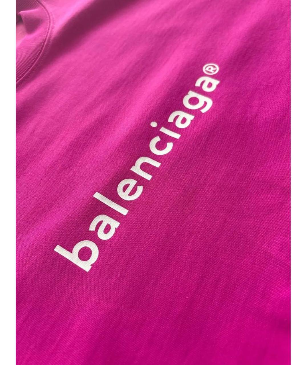 BALENCIAGA Фуксия хлопковая футболка, фото 4