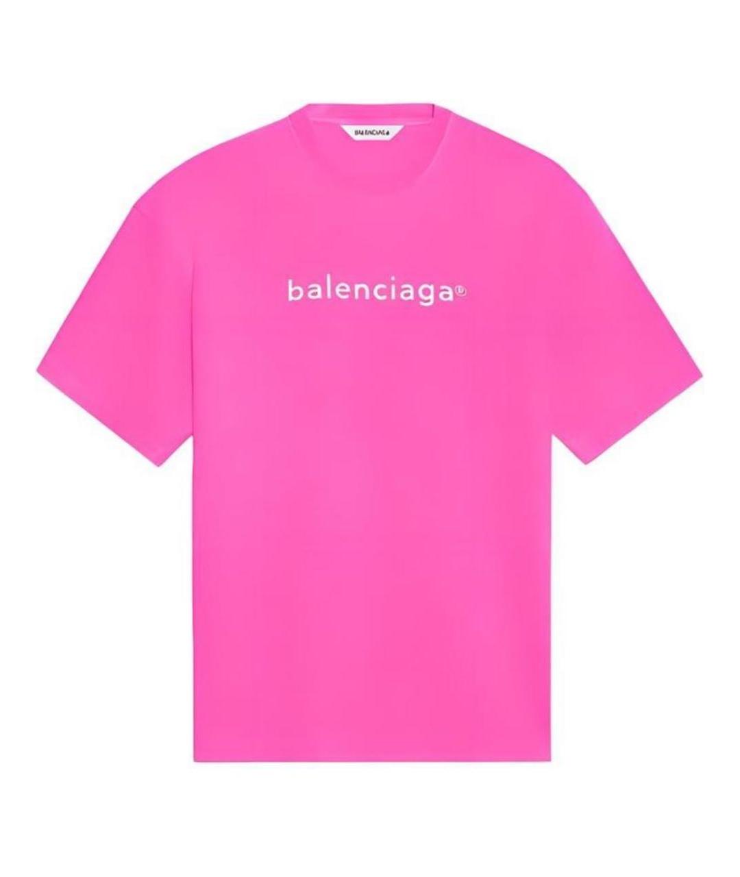 BALENCIAGA Фуксия хлопковая футболка, фото 1