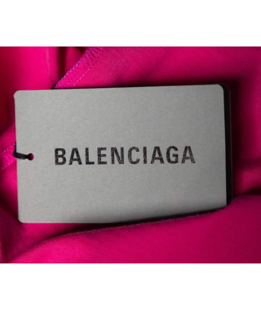 BALENCIAGA Фуксия хлопковая футболка, фото 3