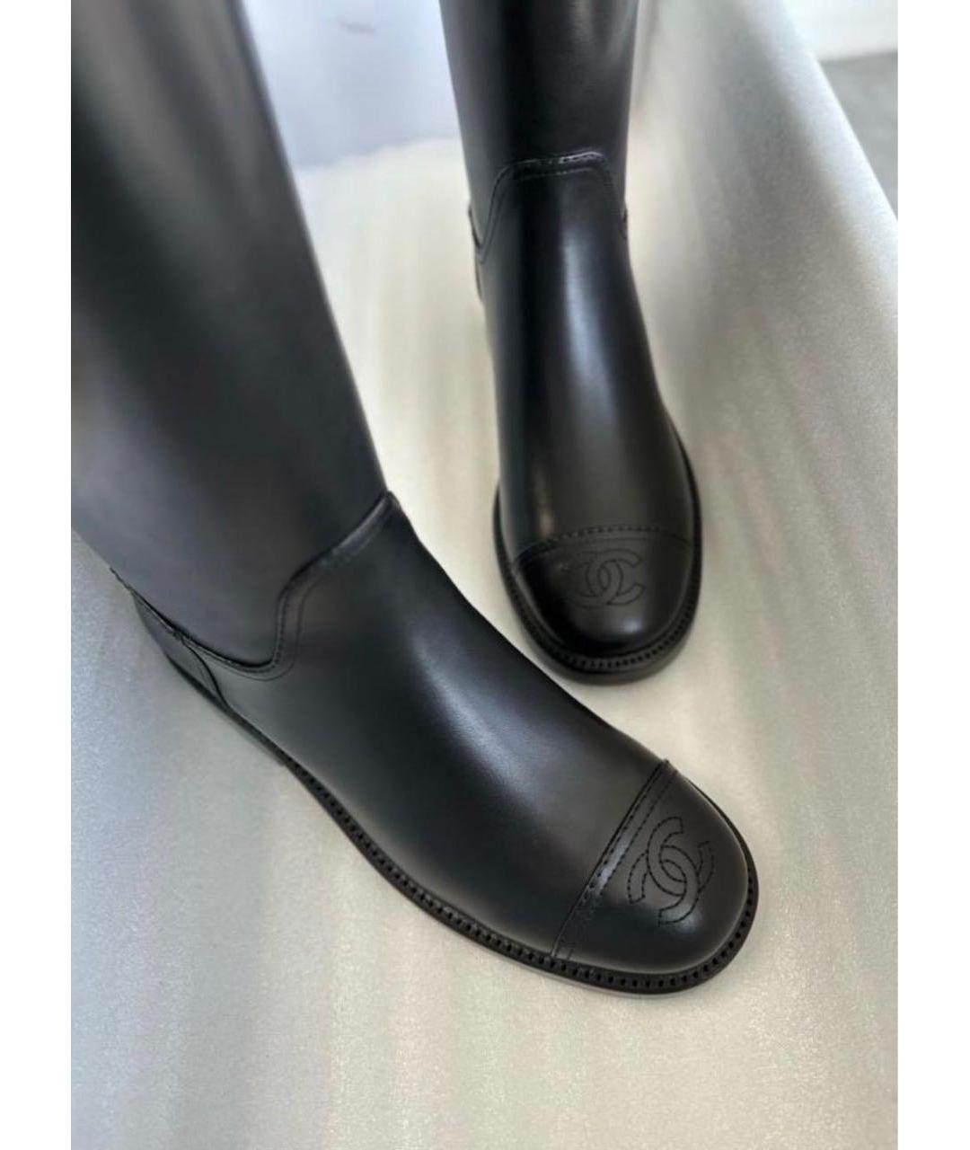 CHANEL Черные кожаные сапоги, фото 8