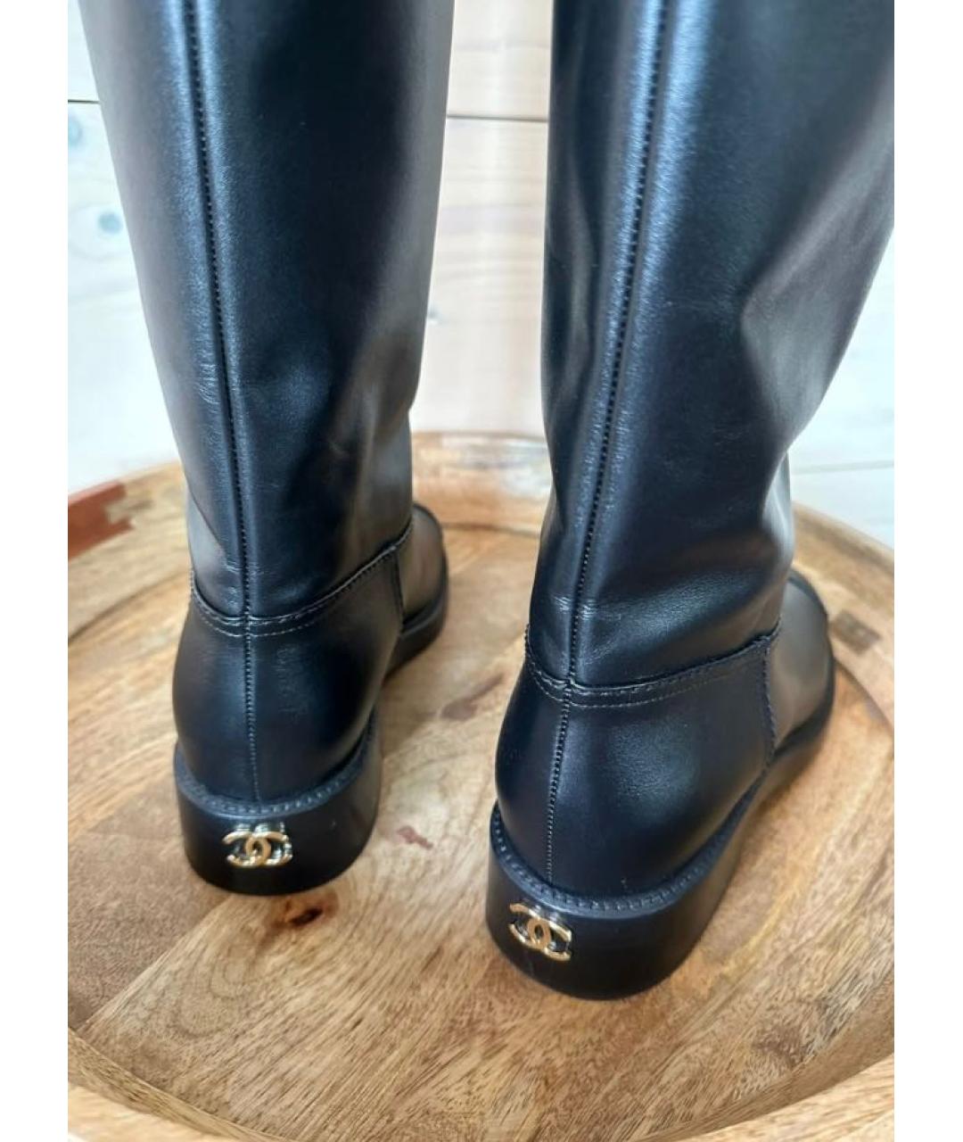 CHANEL Черные кожаные сапоги, фото 7