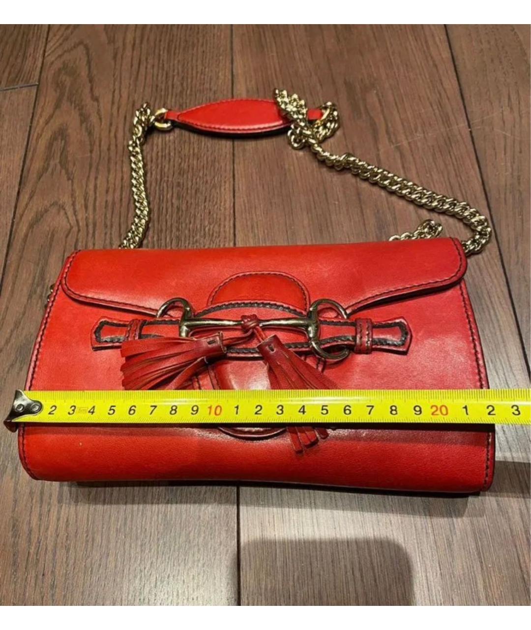 GUCCI Красная кожаная сумка через плечо, фото 6