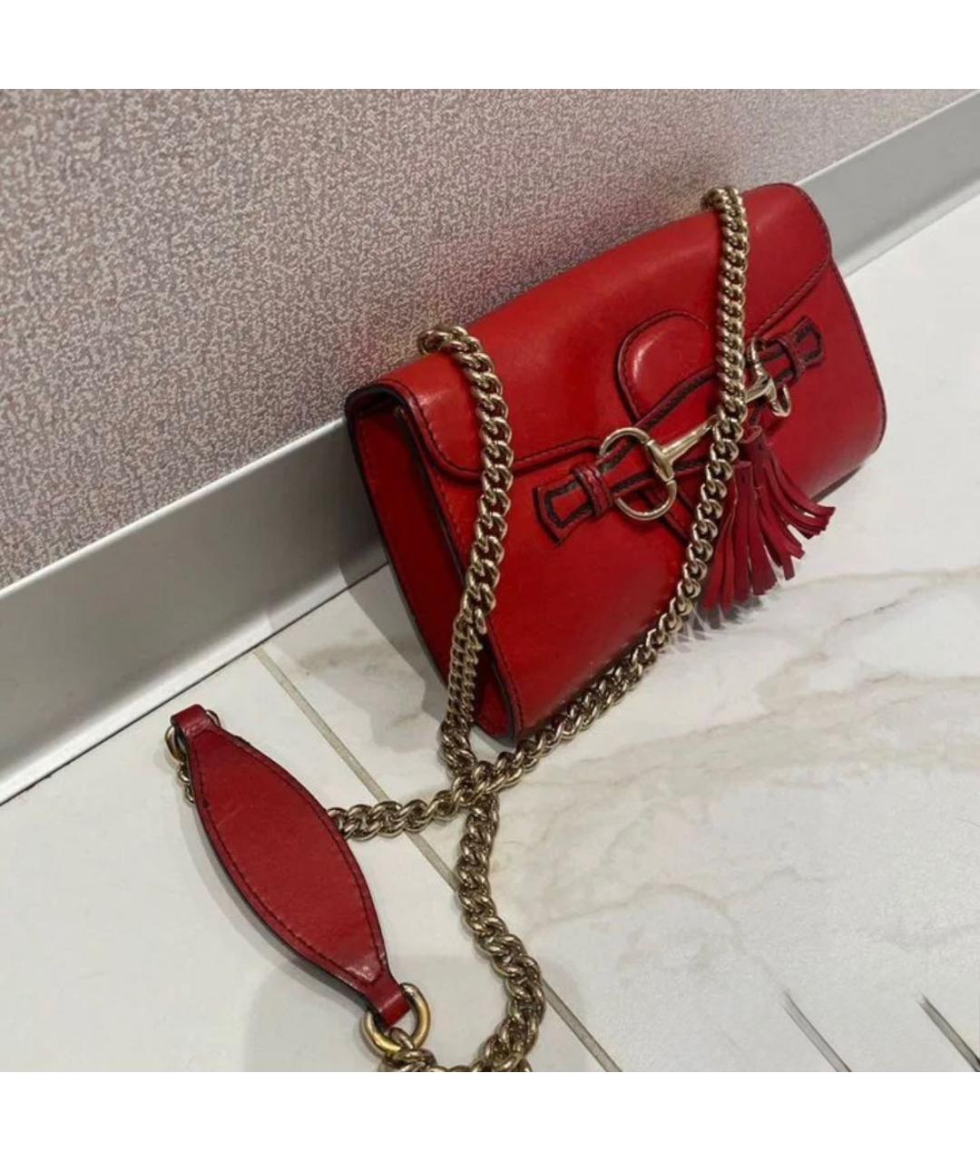 GUCCI Красная кожаная сумка через плечо, фото 4
