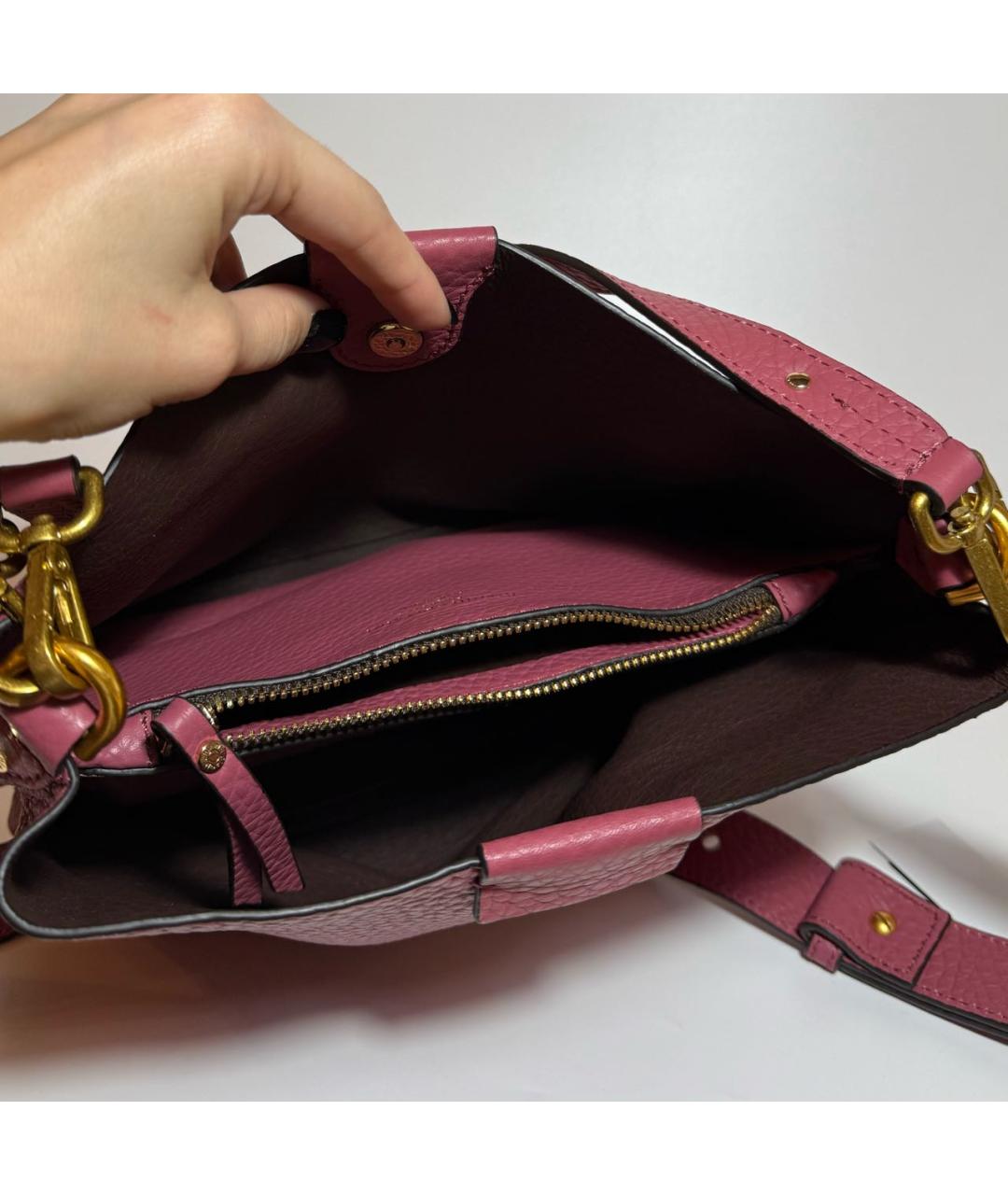 Gianni Chiarini Розовая кожаная сумка через плечо, фото 5