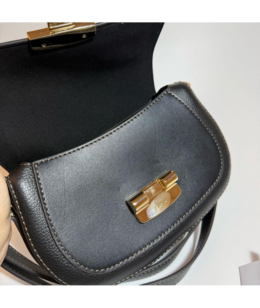 FURLA Черная кожаная сумка через плечо, фото 2