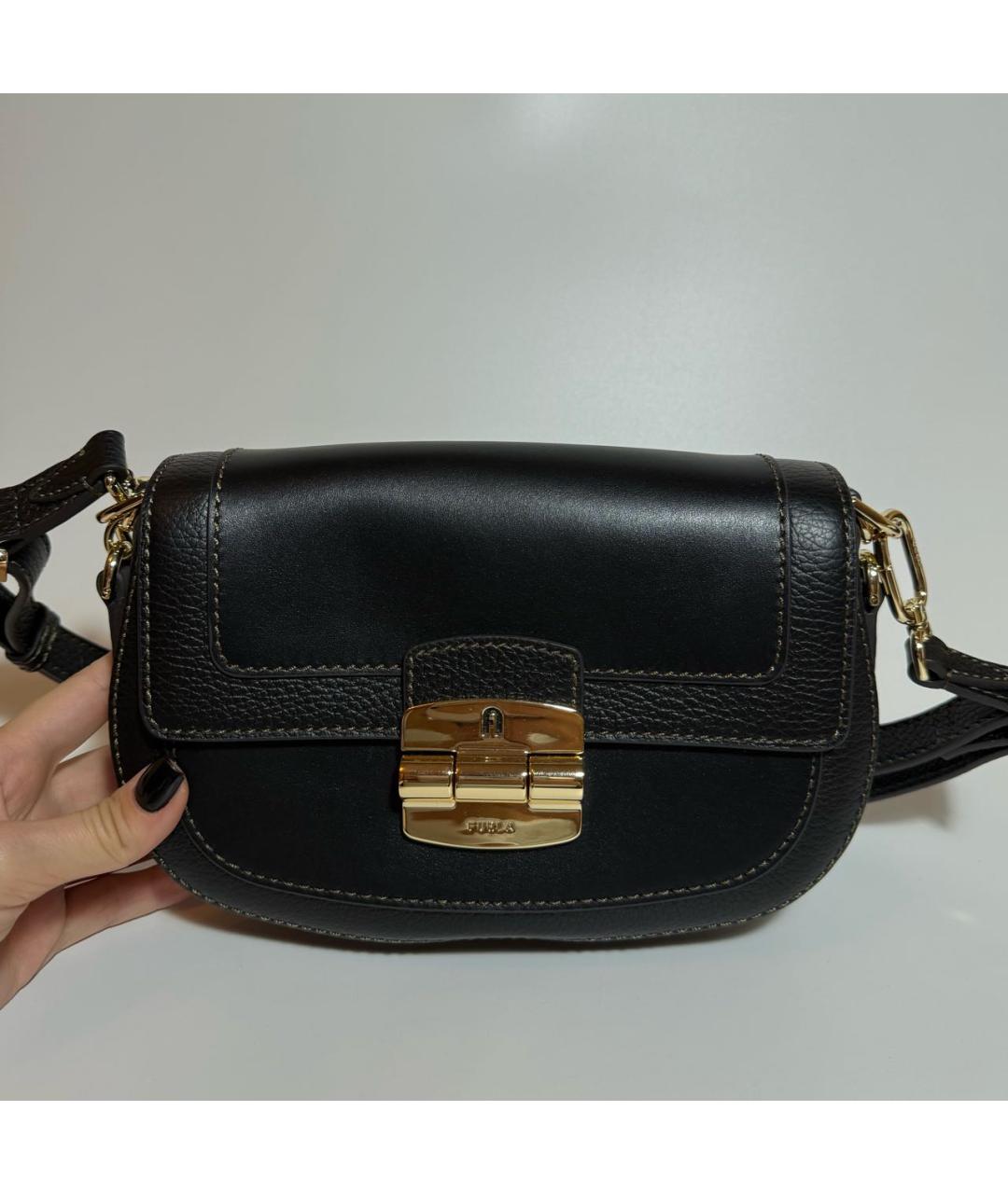 FURLA Черная кожаная сумка через плечо, фото 6