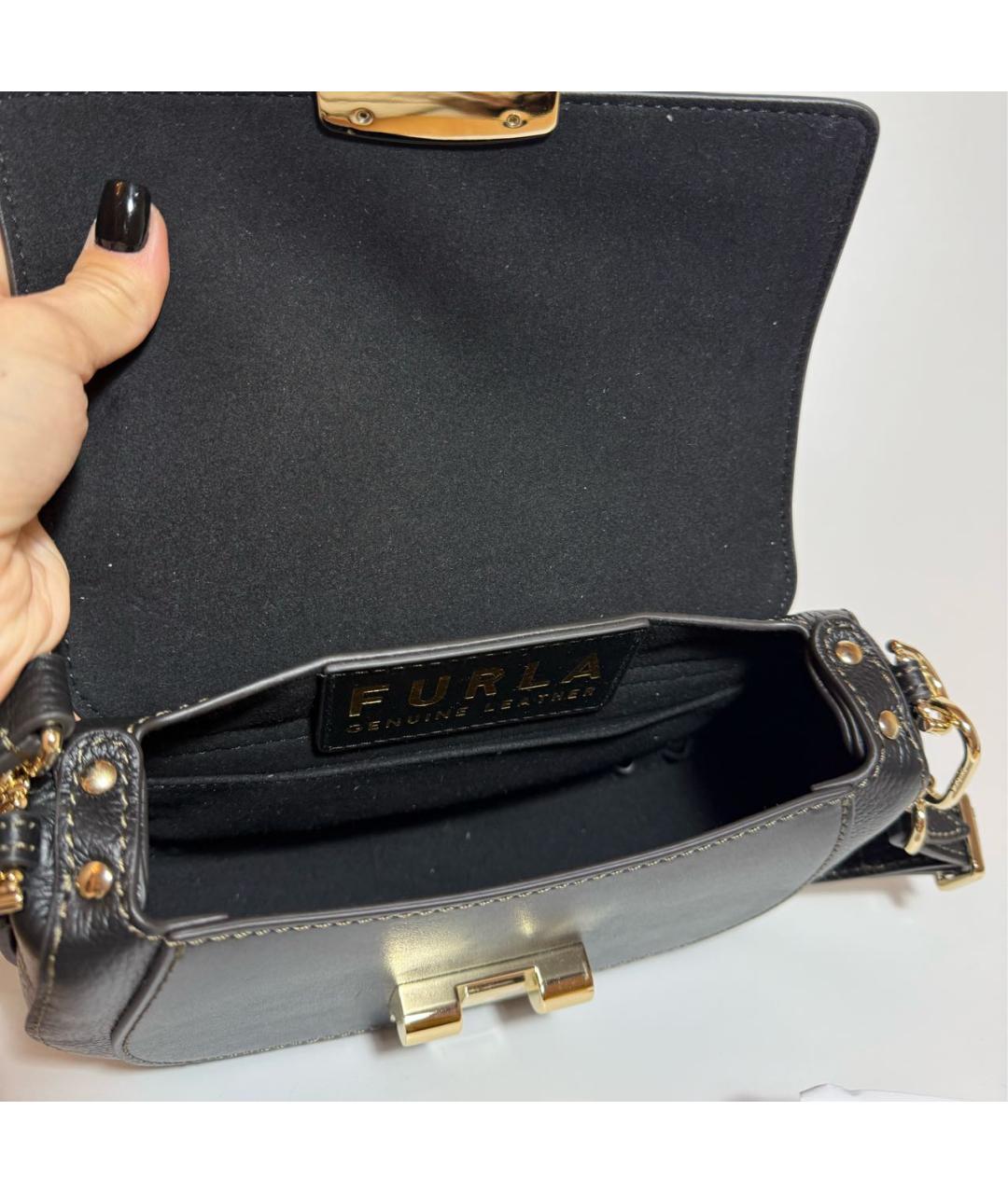 FURLA Черная кожаная сумка через плечо, фото 3