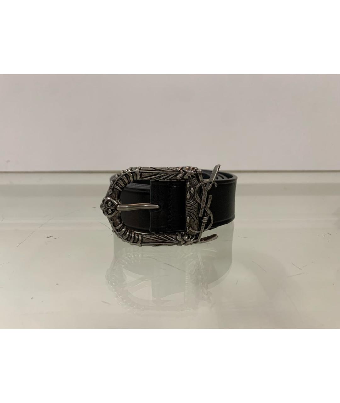 SAINT LAURENT Черный кожаный ремень, фото 8