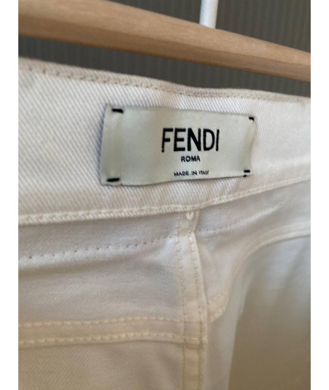 FENDI Белые хлопковые джинсы слим, фото 5
