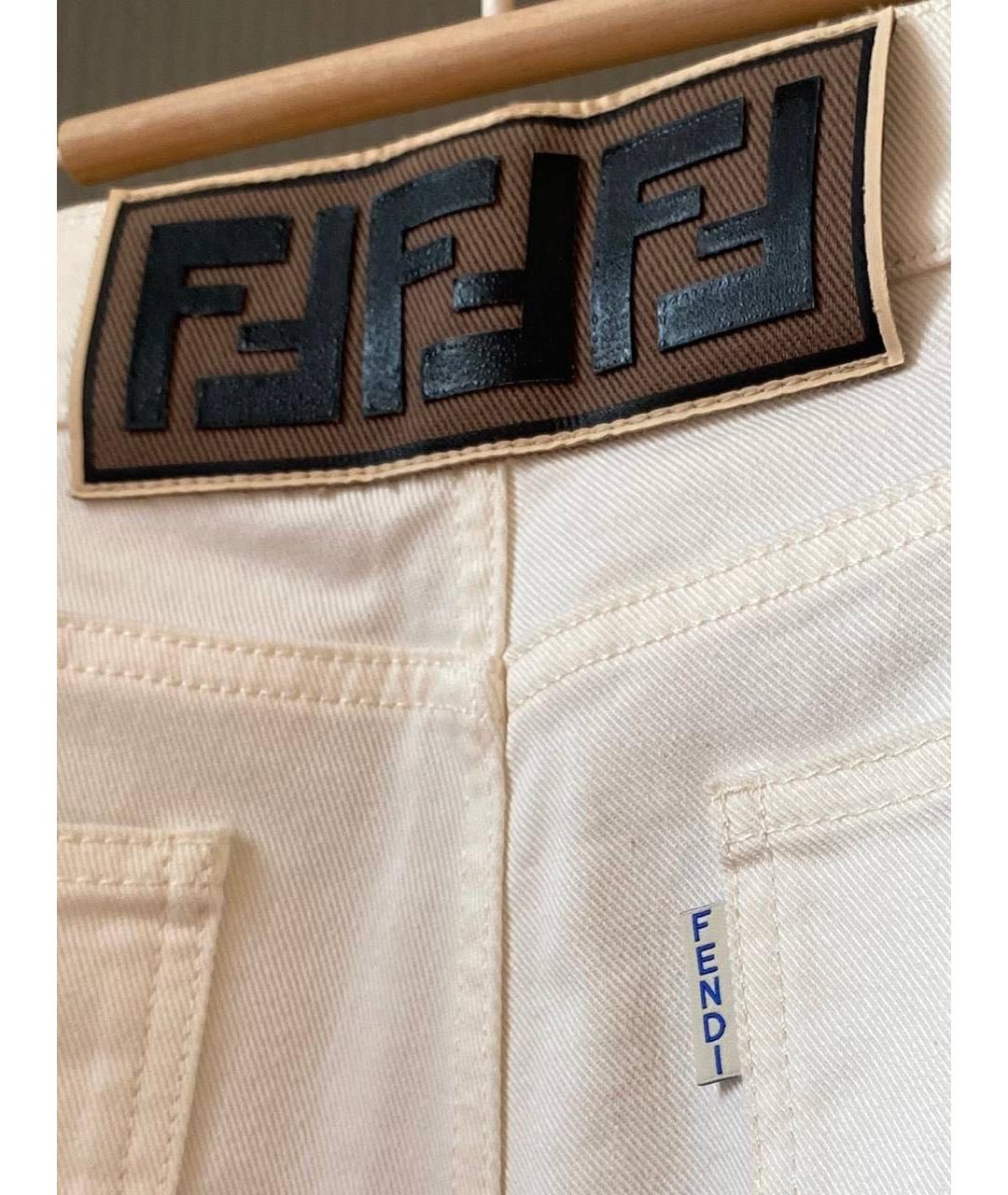 FENDI Белые хлопковые джинсы слим, фото 3