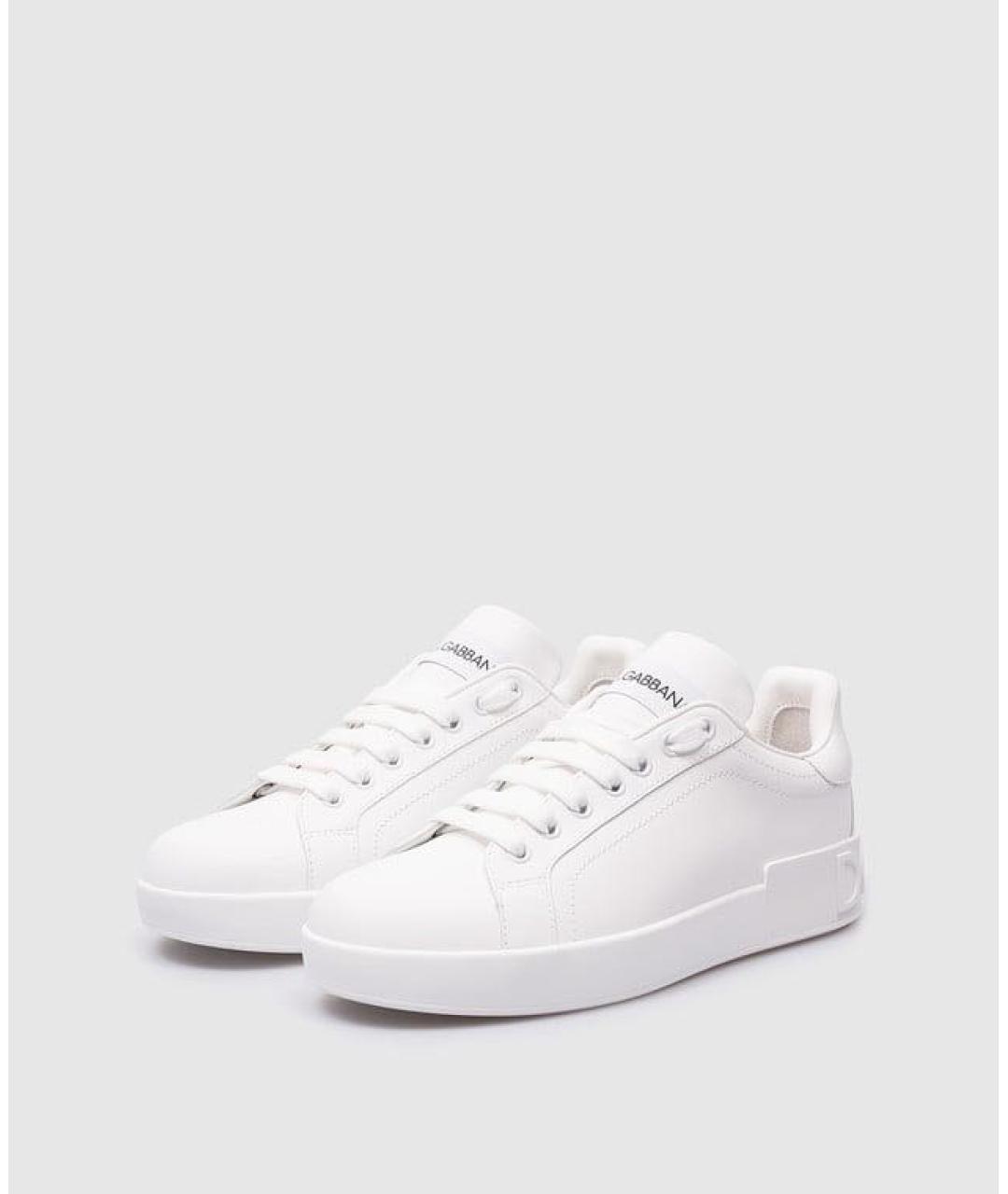 DOLCE&GABBANA Белые кожаные кеды, фото 2